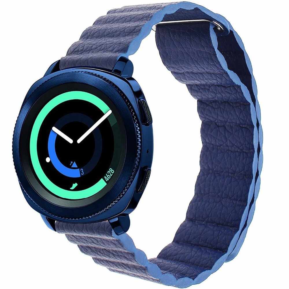 Curea piele Smartwatch Samsung Gear S2, iUni 20 mm Blue Leather Loop