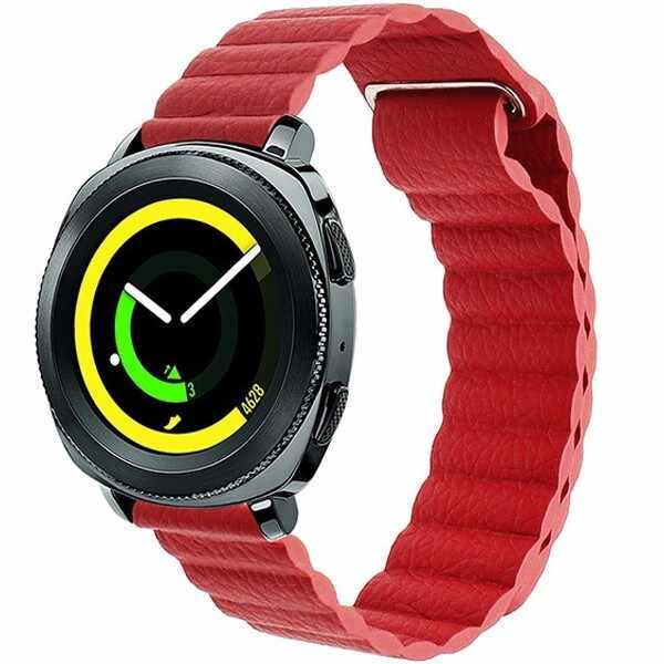 Curea piele Smartwatch Samsung Gear S2, iUni 20 mm Red Leather Loop