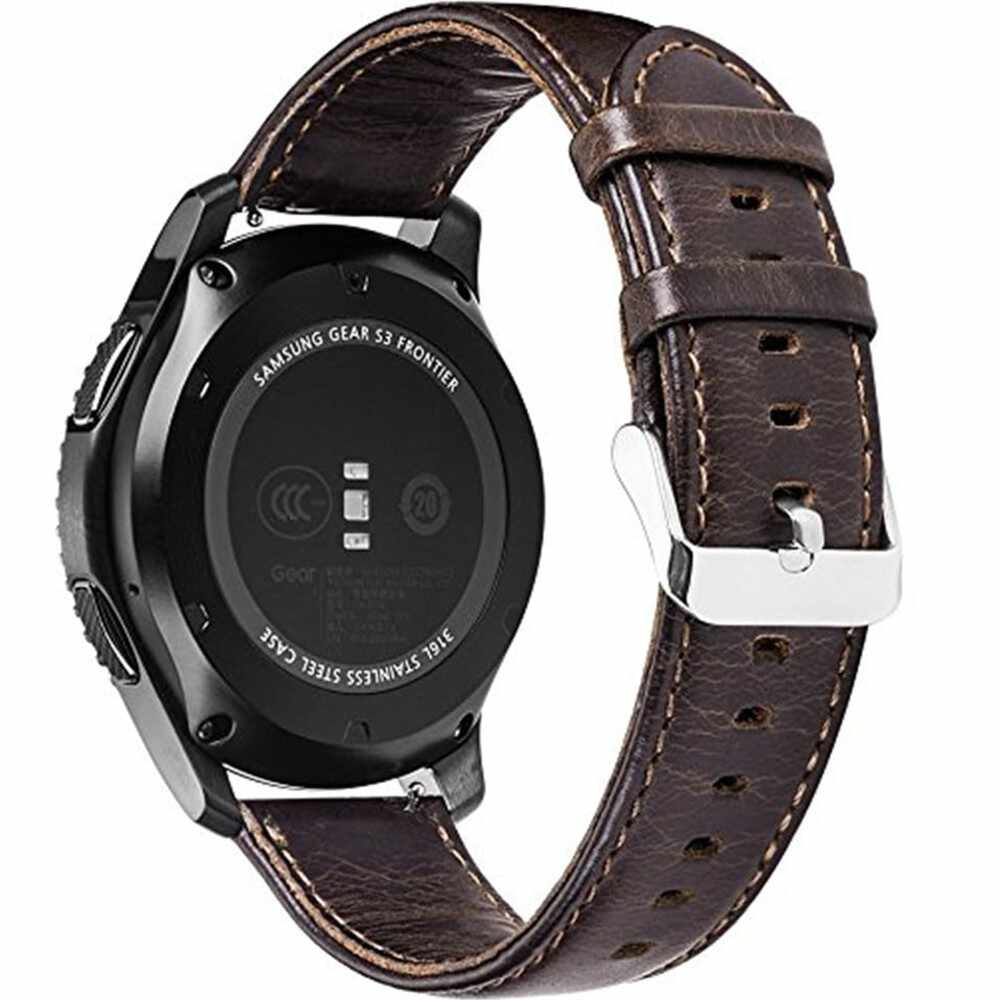 Curea piele Smartwatch Samsung Gear S2, iUni 20 mm Vintage Dark Coffee