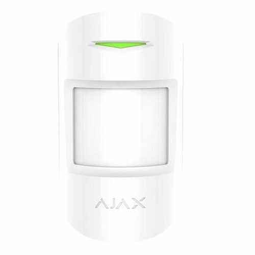 Detector de miscare/geam spart wireless AJAX CombiProtect WH, PIR, microfon electret, pet immunity