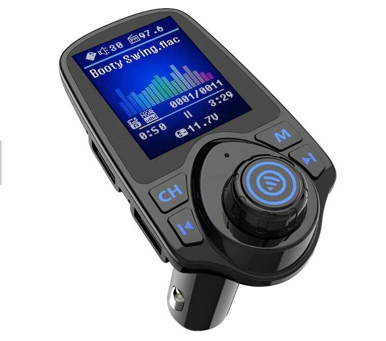Modulator Auto Transmitator FM Techstar® T11D Pro Bluetooth 4.0 AUX USB Display Color 1.8
