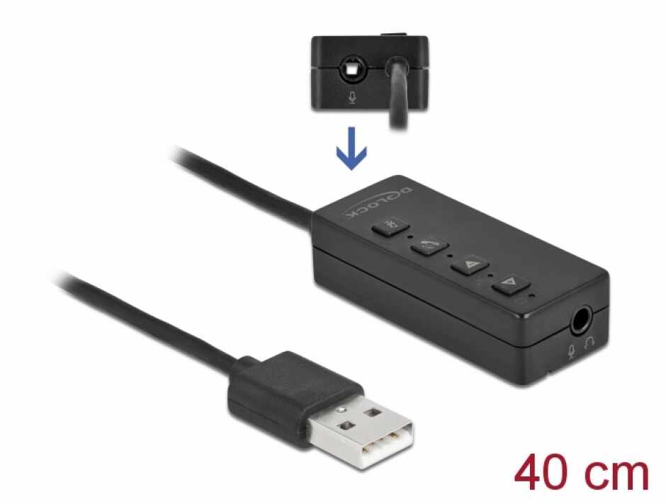 Adaptor USB la 2 x jack stereo casca si microfron, Delock 66731