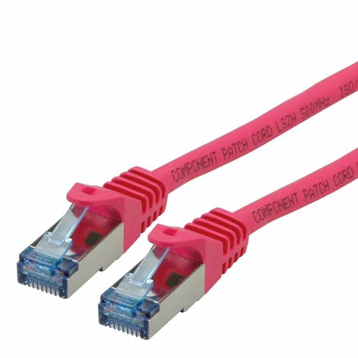 Cablu de retea S/FTP Cat.6A, Component Level, LSOH roz 10m, Roline 21.15.2897