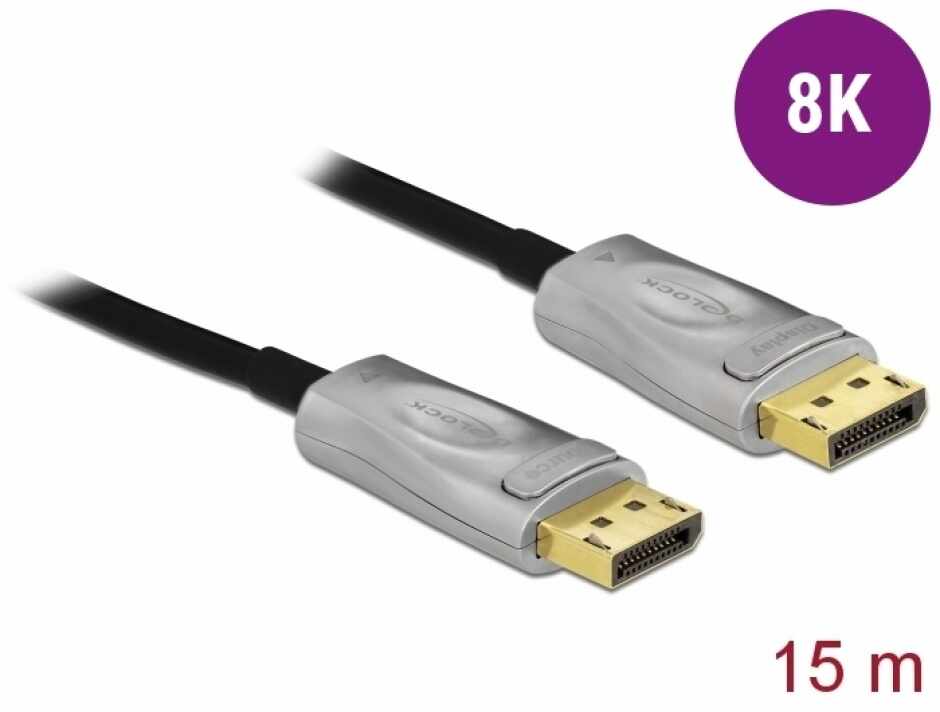 Cablu DisplayPort activ optic v1.4 8K60Hz/4K144Hz T-T 15m, Delock 85886
