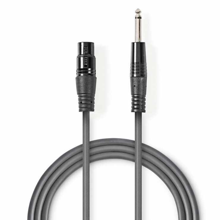 Cablu audio XLR 3 pini la jack 6.35mm M-T 3m, Nedis COTH15120GY30