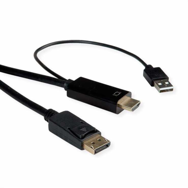 Cablu activ HDMI la Displayport 4K60Hz T-T 2m Negru, Roline 11.04.5992