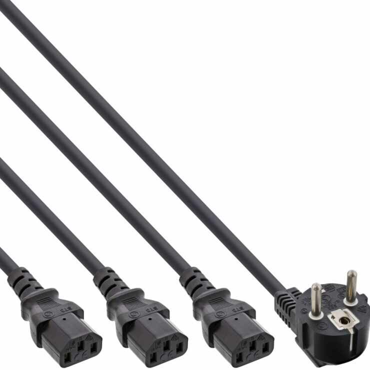 Cablu alimentare Y Schuko la 3 x C13 2m + 1/2/3m, InLine 16653F