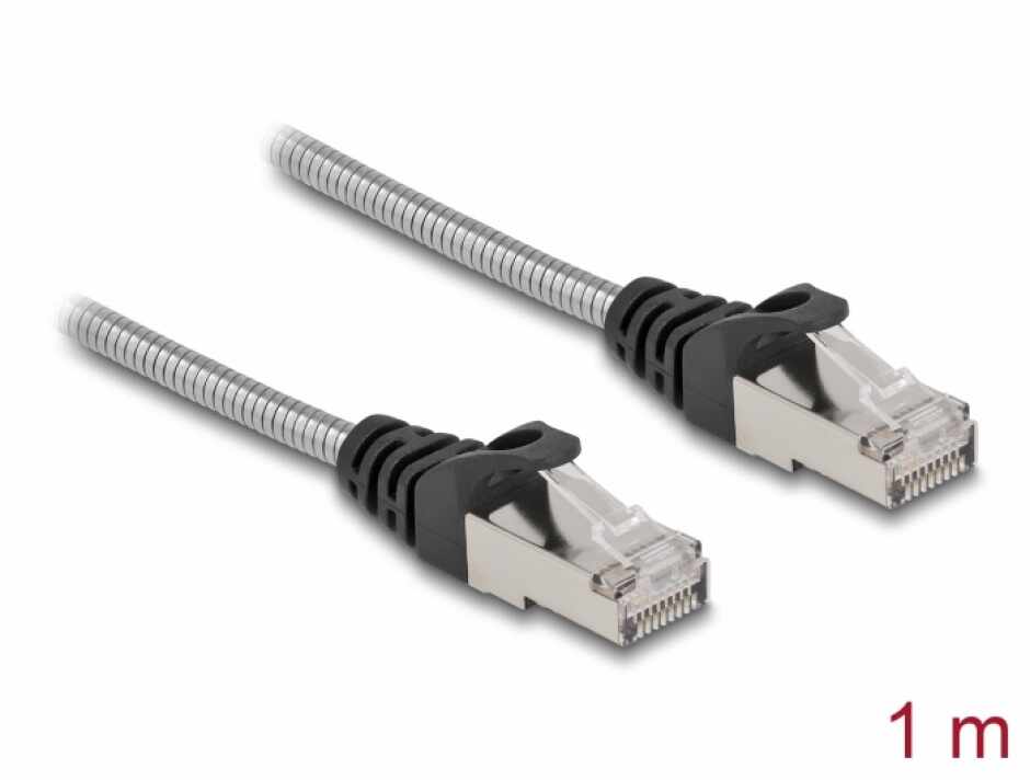 Cablu de retea RJ45 Cat.6A FTP cu izolatie metalica 1m Negru, Delock 80108