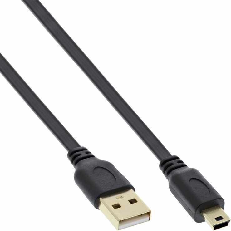 Cablu mini USB 2.0 la USB-A flat 3m Negru, InLine IL31830F