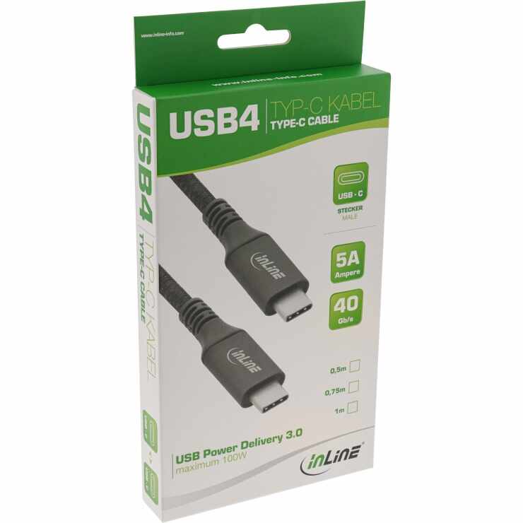 Cablu USB 4 Gen 3x2 type C la type C 100W 1m, Inline IL35901A