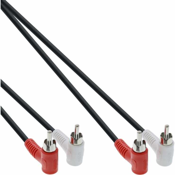 Cablu audio 2 x RCA la 2 x RCA unghi 90 grade T-T 1.2m, InLine IL89929