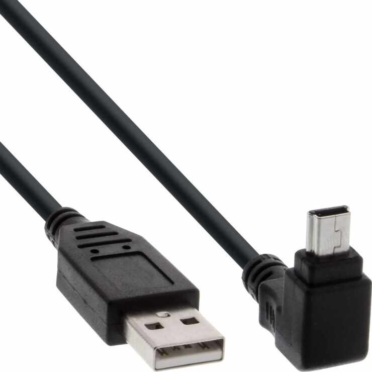 Cablu USB 2.0 la mini USB unghi sus 3m Negru, InLine IL34130