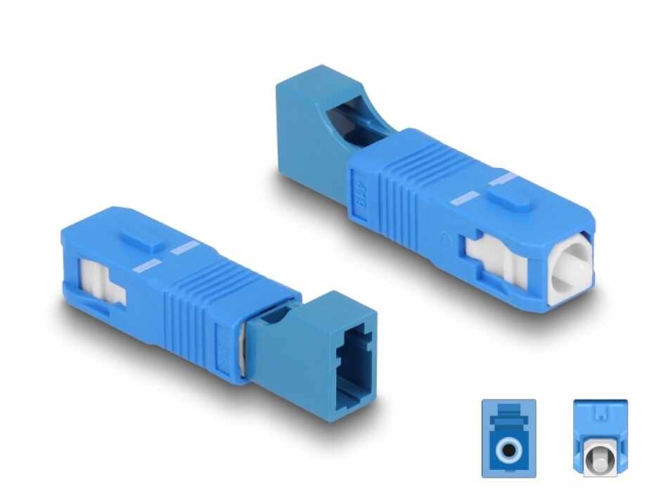 Adaptor fibra optica Hybrid SC Simplex la LC Simplex T-M blue, Delock 87941