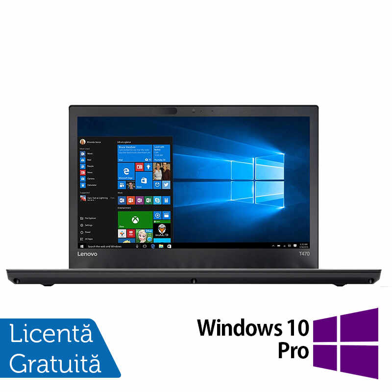 Laptop Refurbished LENOVO ThinkPad T470, Intel Core i5-6200U 2.30GHz, 8GB DDR4, 240GB SSD, 14 Inch, Webcam + Windows 10 Pro
