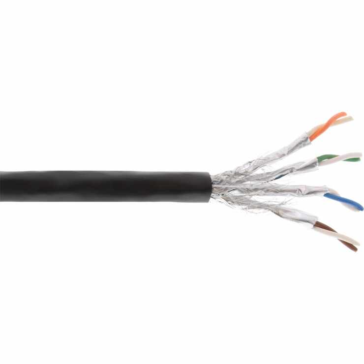 Rola cablu de retea RJ45 S/FTP PiMF Cat.7a pentru exterior 300m Negru, InLine IL70300P