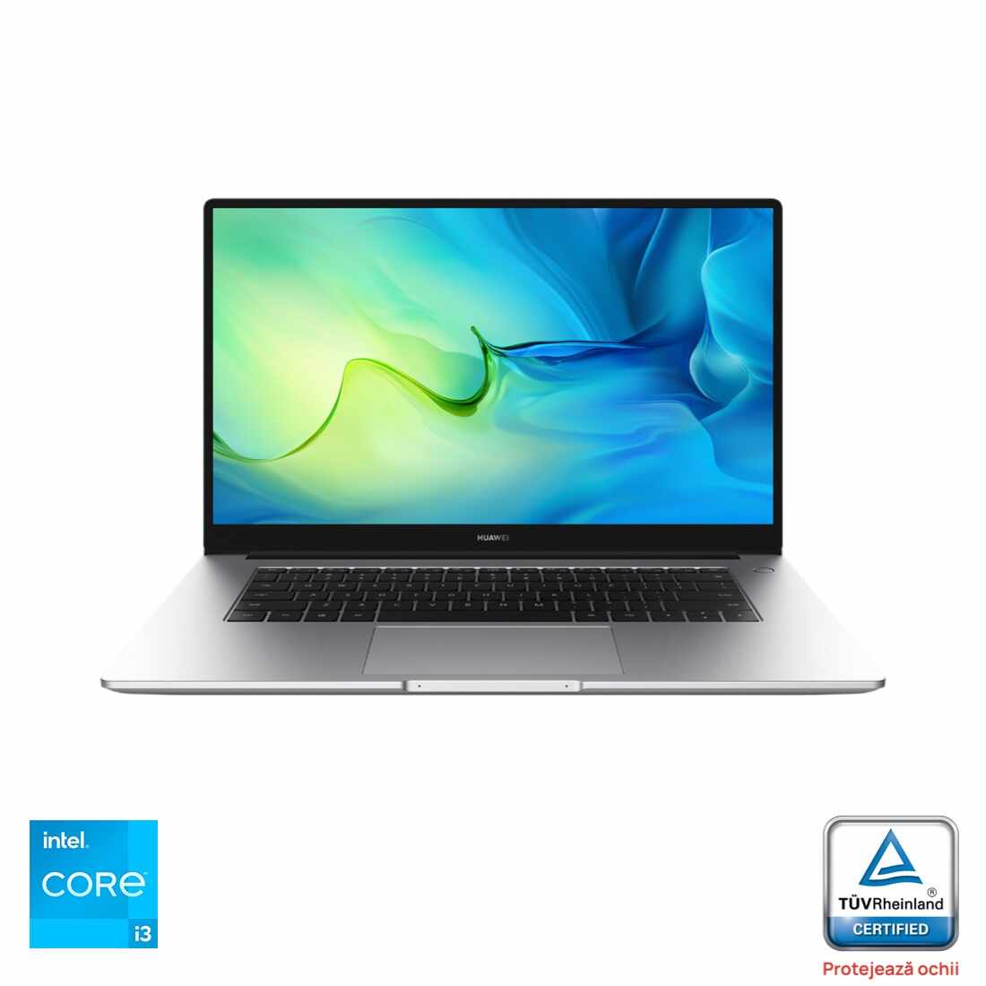 Laptop Huawei MateBook D15 cu procesor Intel® Core™ i3-1115G4 pana la 4.10 GHz pana la 4.1GHz, 15.6