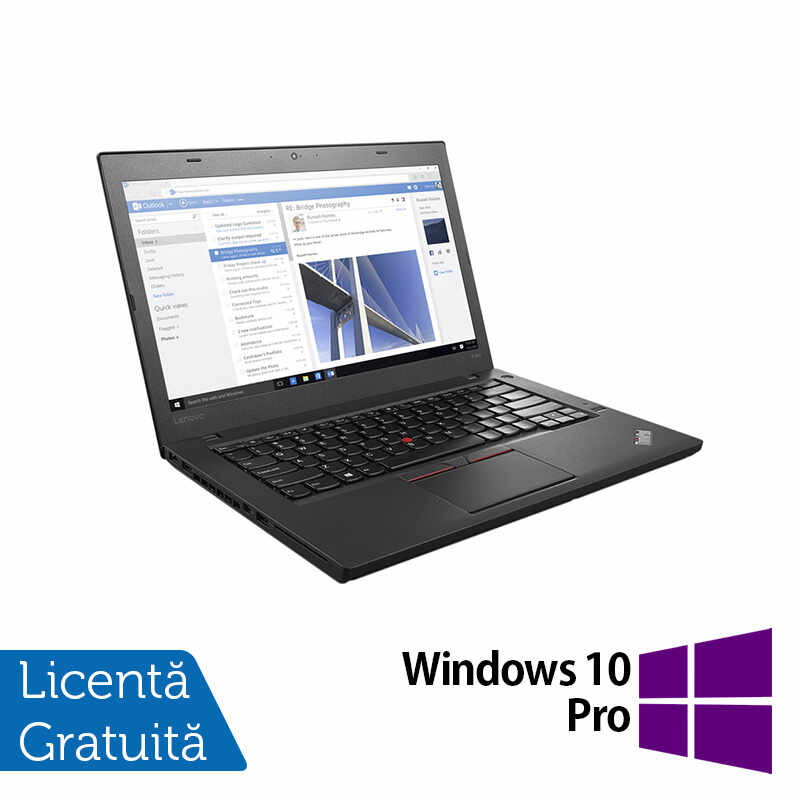 Laptop Refurbished LENOVO ThinkPad T460, Intel Core i3-6100U 2.30GHz, 8GB DDR3, 240GB SSD, 14 Inch, Webcam + Windows 10 Pro