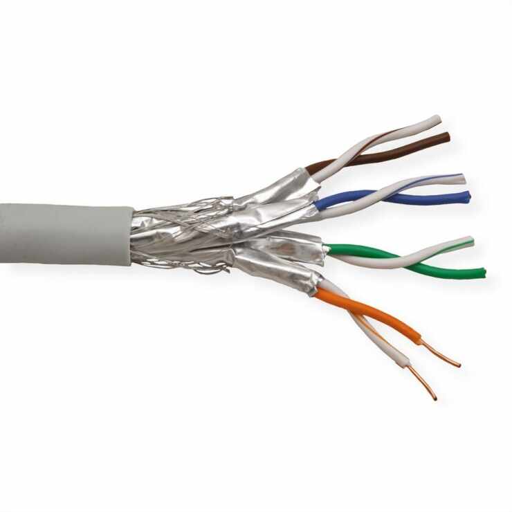 Rola 100m cablu de retea RJ45 S/FTP cat.7 fir solid, Value 21.99.0886