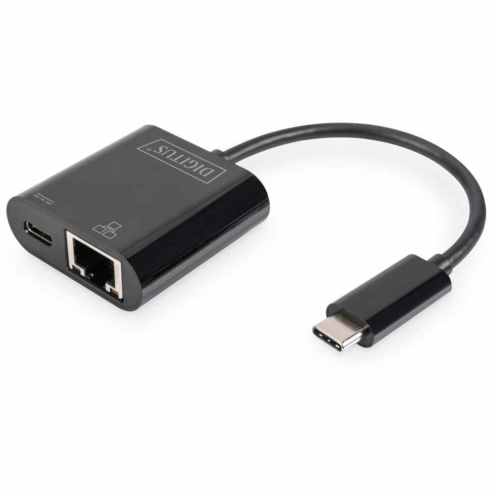 Adaptor USB 3.0 - Ethernet Gigabit, Type C+Power Delivery, Digitus