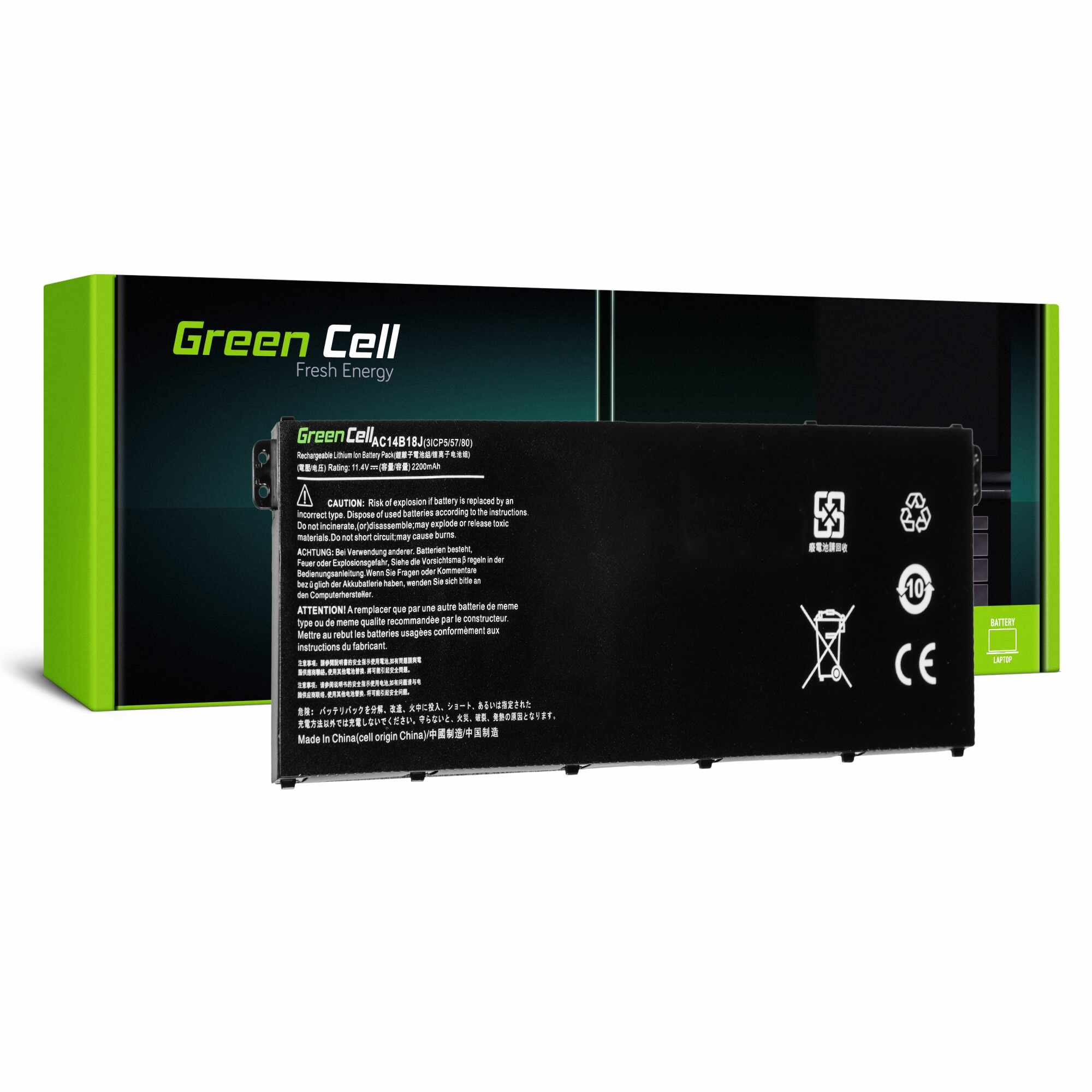 Baterie AC14B13J AC14B13K AC14B18J AC14B18K pentru Acer (2200mAh 11.4V) Laptop acumulator marca Green Cell®