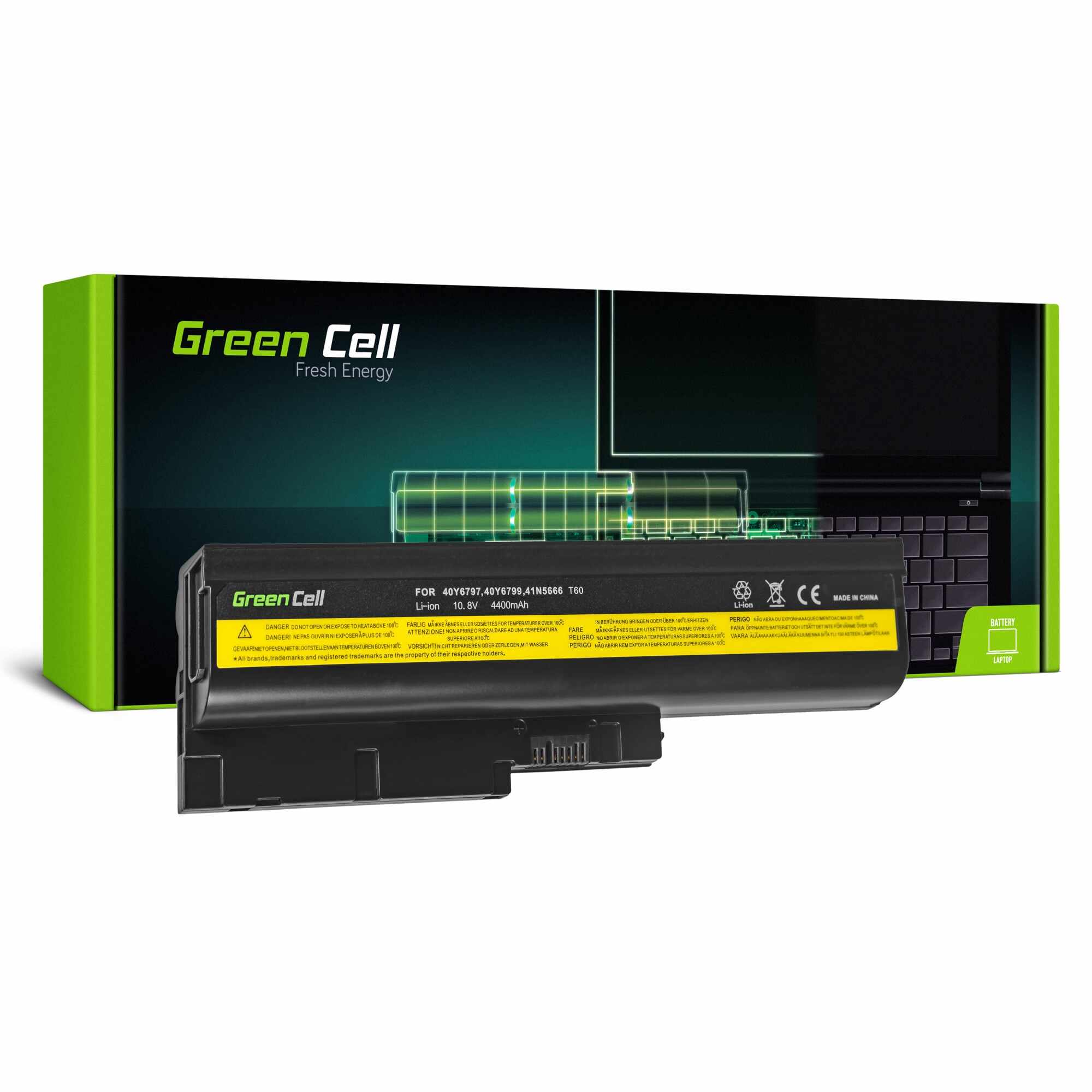 ﻿Baterie laptop pentru Lenovo IBM ThinkPad T60p T60 T61 R60 R60e R60i R61 R61i T61p R500 SL500 W500 acumulator marca Green Cell