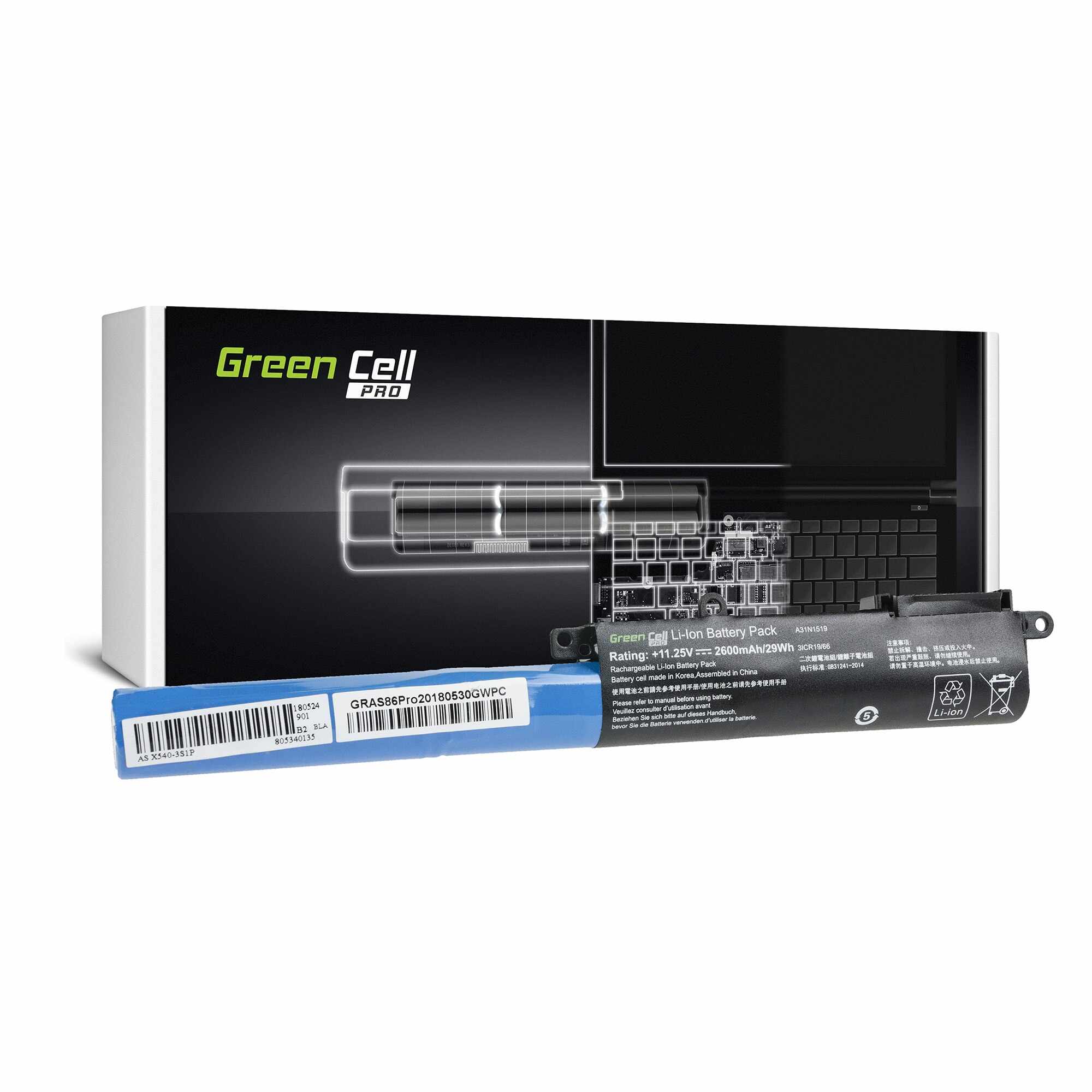Baterie laptop PRO serie A31N1519 pentru Asus F540 F540L F540S R540 R540L R540M R540MA R540S R540SA X540 X540L X540S X540SA acumulator marca Green Cell