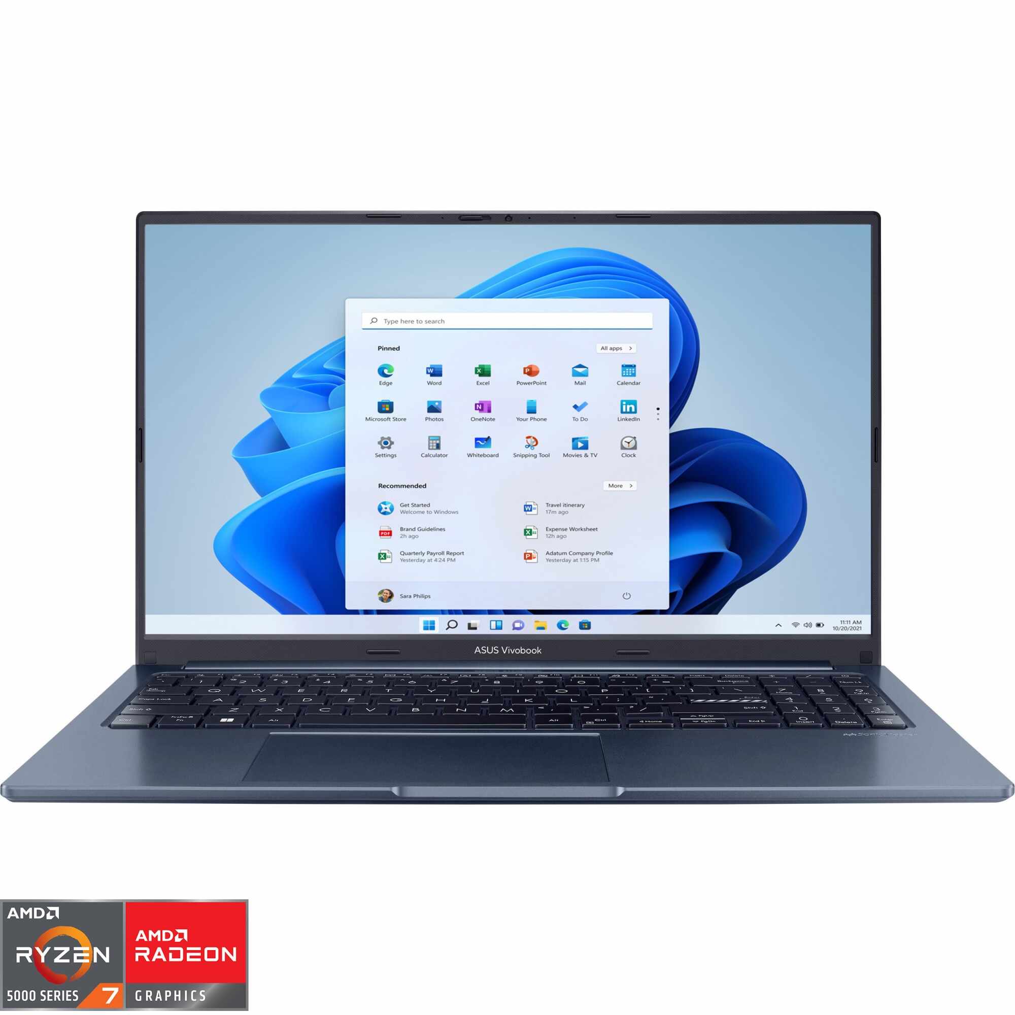 Laptop ASUS VivoBook 15X OLED M1503QA cu procesor AMD Ryzen™ 7 5800H pana la 4.40 GHz, 15.6