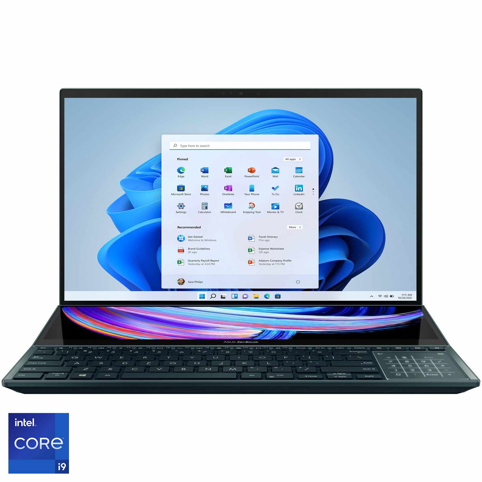 Laptop ASUS Zenbook Pro Duo 15 OLED UX582HS cu procesor Intel® Core™ i9-11900H, 15.6