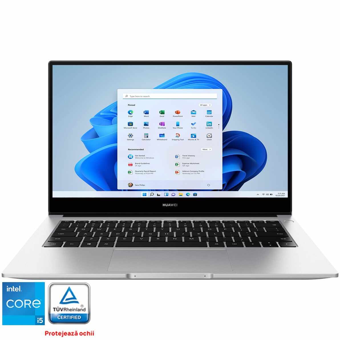 Laptop Huawei MateBook D14, Intel® Core™ i5-1135G7 pana la 4.20 GHz pana la 4.2GHz, 14