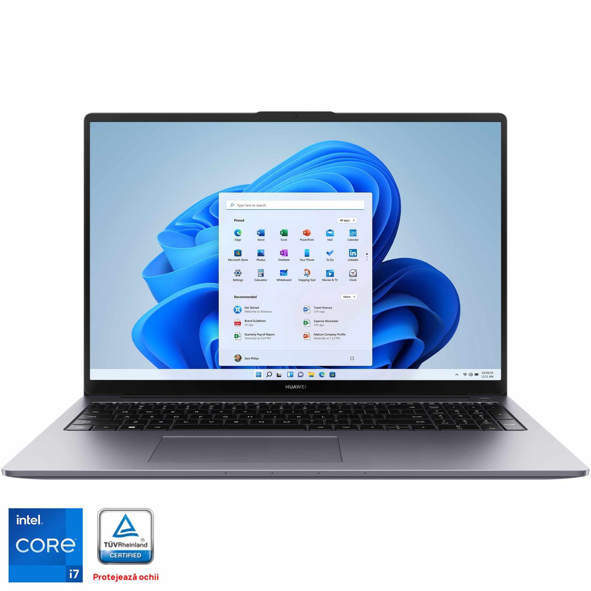 Laptop HUAWEI MateBook D16, Intel® Core™ i7-12700H pana la 4.70 GHz pana la 4.7GHz, 16