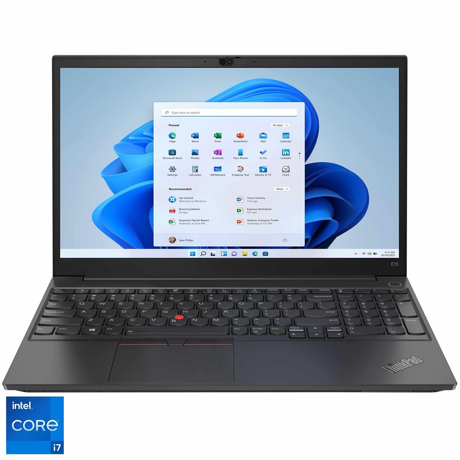 Laptop Lenovo ThinkPad E15 Gen 2 cu procesor Intel® Core™ i7-1165G7 pana la 4.70 GHz , 15.6