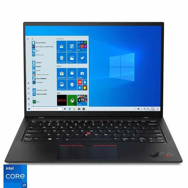 Laptop ultraportabil Lenovo ThinkPad X1 Carbon Gen 9 cu procesor Intel® Core™ i7-1165G7 pana la 4.70 GHz , 14
