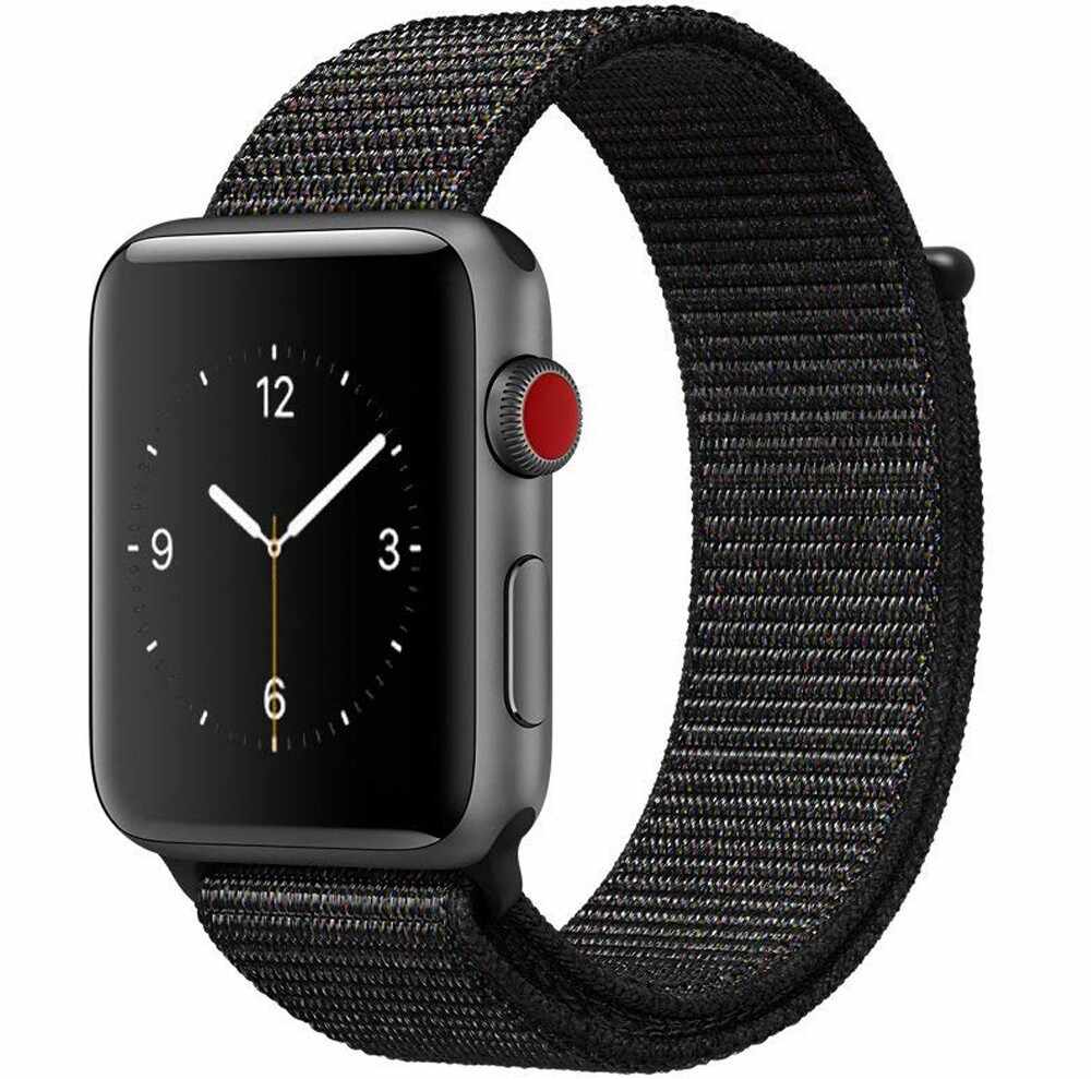 Curea pentru Apple Watch 40mm iUni Woven Strap, Nylon Sport, Dark Black