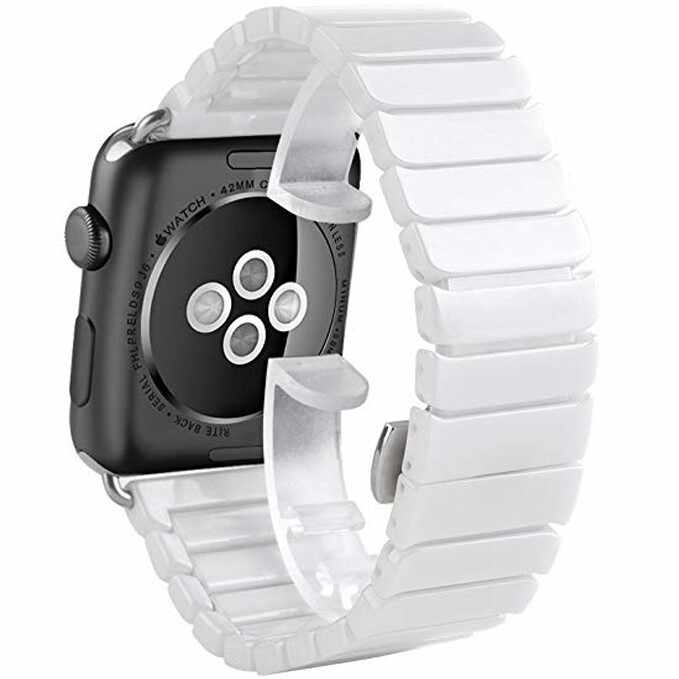 Curea pentru Apple Watch 44mm iUni Ceramic Belt, White