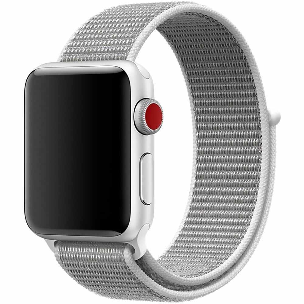 Curea pentru Apple Watch 44mm iUni Woven Strap, Nylon Sport, White Gray