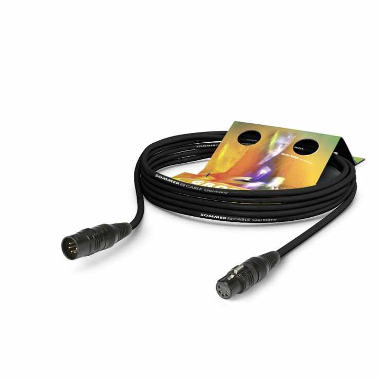 Cablu audio prelungitor XLR 5 pini Binary 434 DMX512 T-M 2.5m, Hicon B4GSU0250-SW