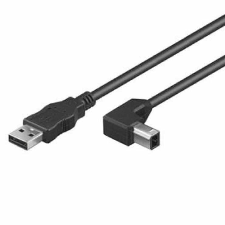 Cablu USB 2.0-A la tip B unghi 90 grade T-T 3m, ku2ab3-90