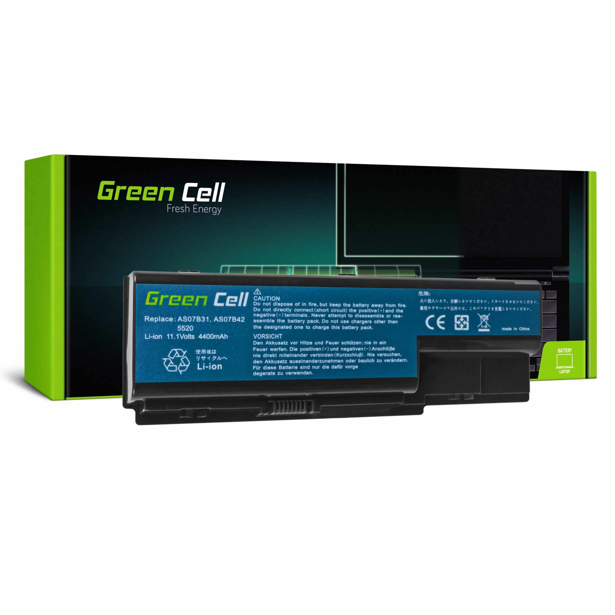 ﻿Baterie laptop AS07B31 AS07B41 AS07B51 pentru Acer Aspire 5220 5520 5720 7720 7520 5315 5739 6930 5739G acumulator marca Green Cell