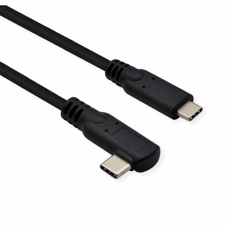 Cablu USB 3.2 Gen 2x2 type C 100W Emark drept/unghi 90 grade T-T 1m, Roline 11.02.9075