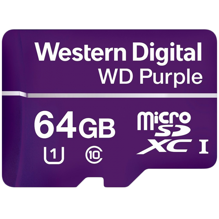 Card de memorie micro SDXC 64GB Clasa 10 Purple, Western Digital WDD064G1P0C