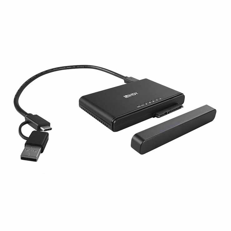 Convertor USB 3.2 Type C la M.2 NVMe & SATA SSD cu functie de Clona, Lindy L43359