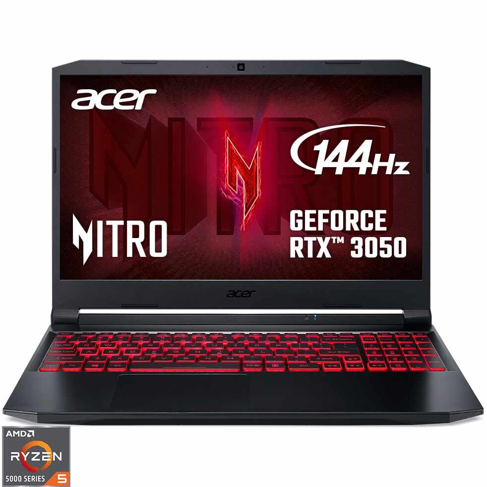 Laptop Gaming Acer Nitro 5 AN515-45 cu procesor AMD Ryzen™ 5 5600H pana la 4.20 GHz, 15.6
