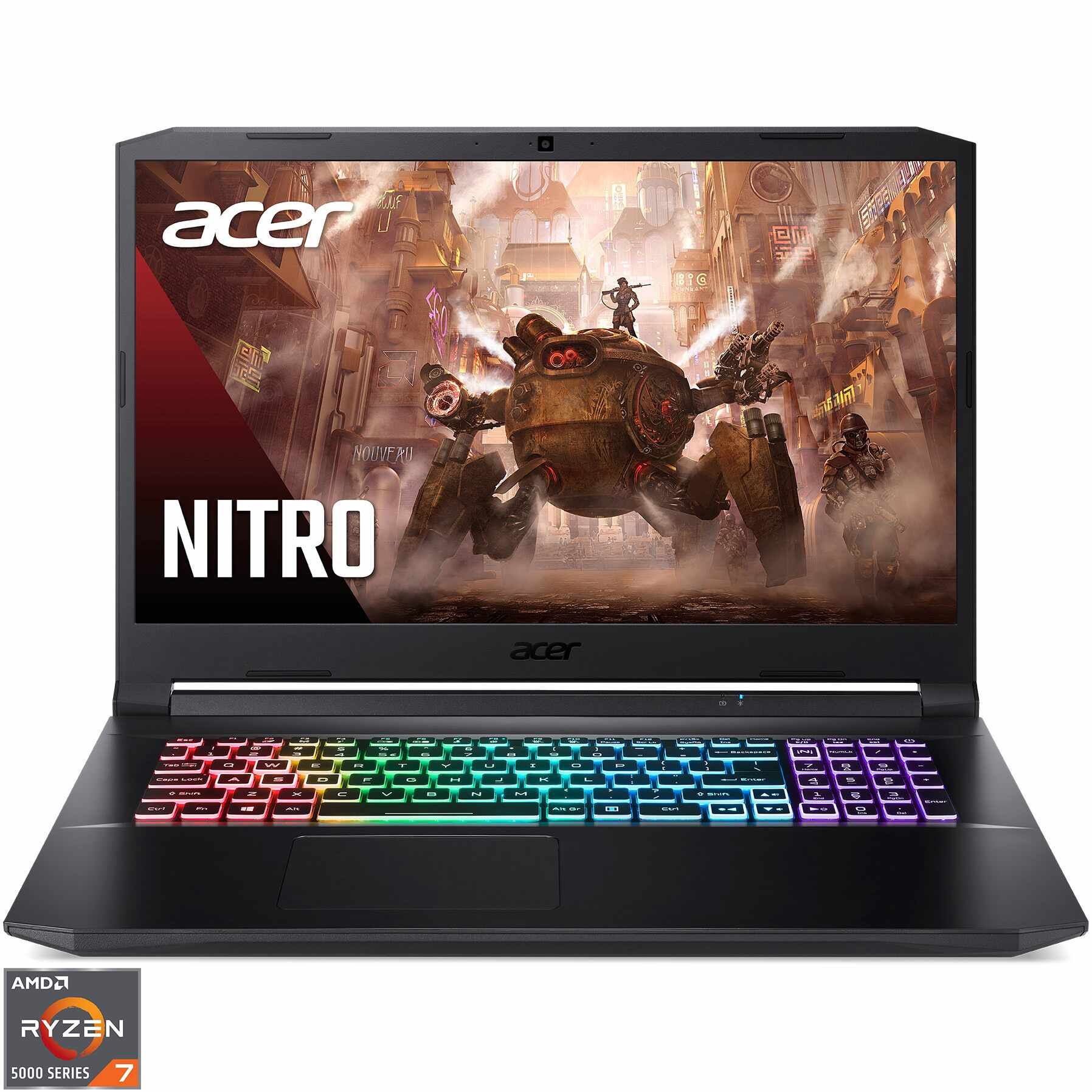 Laptop Gaming Acer Nitro 5 AN517-41 cu procesor AMD Ryzen™ 7 5800H, 17.3