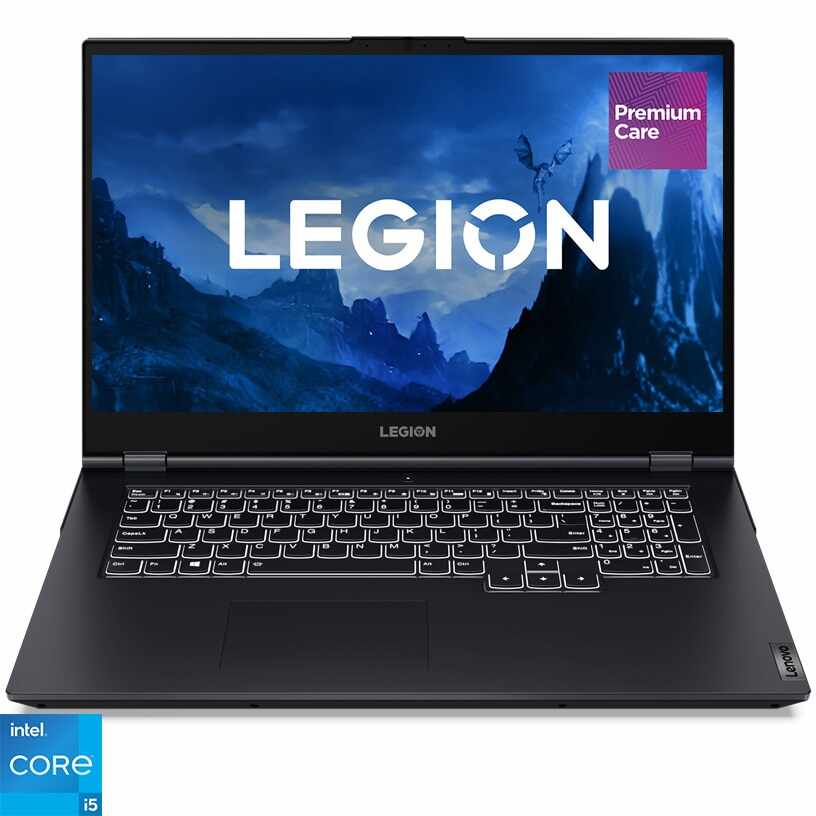 Laptop Gaming Lenovo Legion 5 17ITH6H cu procesor Intel® Core™ i5-11400H pana la 4.50 GHz, 17.3', Full HD, IPS, 144 Hz, 16GB DDR4, 1TB SSD, NVIDIA GeForce RTX 3060 6GB, No OS, Phantom Blue, 3y on-site Premium Care