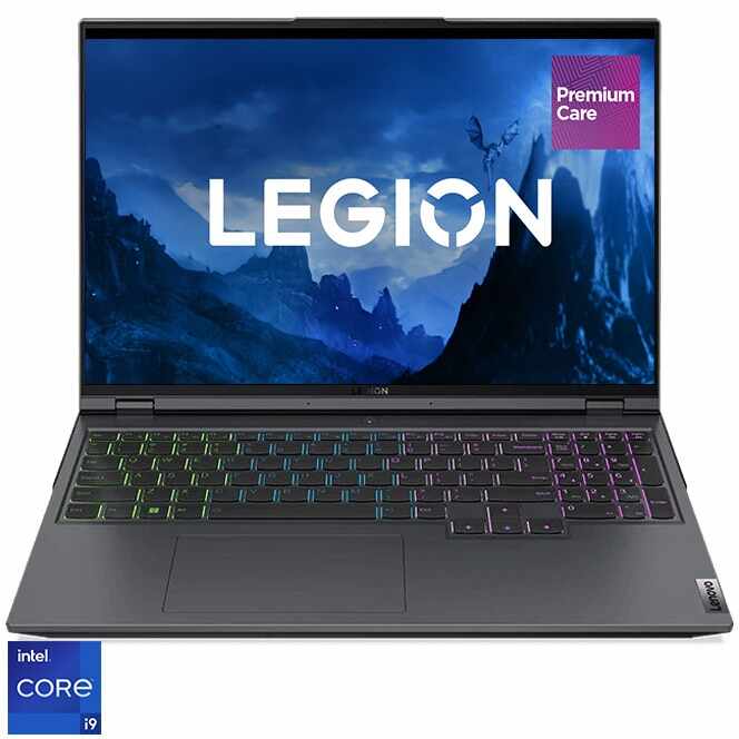 Laptop Gaming Lenovo Legion 5 Pro 16IAH7H cu procesor Intel® Core™ i9-12900H pana la 5.00 GHz, 16', WQXGA, IPS, 165Hz, 32GB, 2TB SSD, NVIDIA GeForce RTX 3070 Ti 8GB, No OS, Storm Grey, 3y on-site, Premium Care