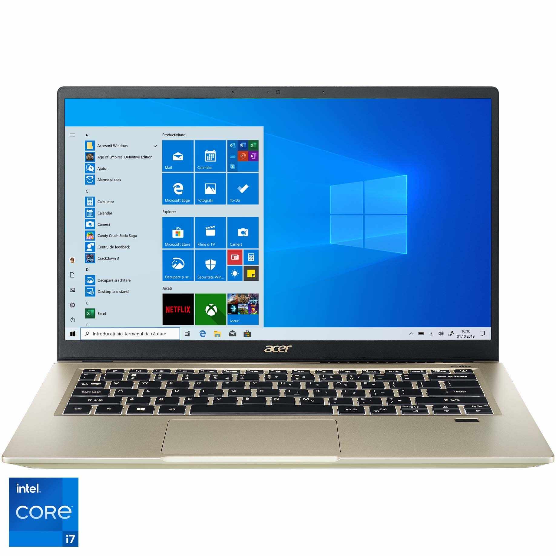 Laptop ultraportabil Acer Swift 3 SF314-510G cu procesor Intel® Core™ i7-1165G7 pana la 4.70 GHz, 14