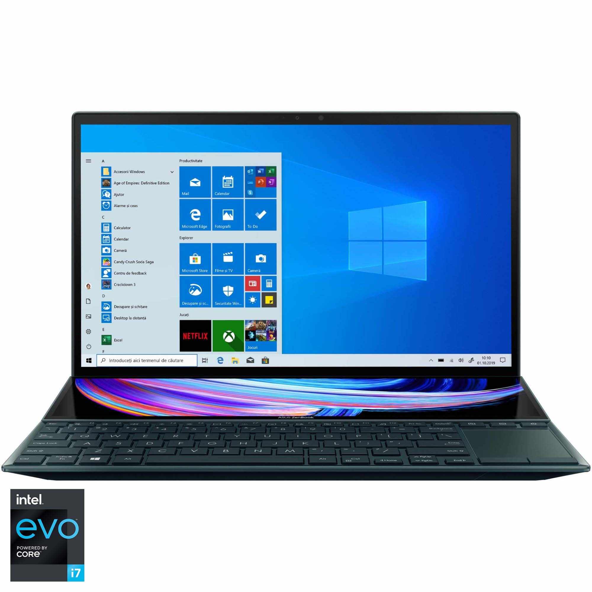 Laptop ultraportabil ASUS ZenBook Duo 14 UX482EA cu procesor Intel® Core™ i7-1165G7, 14