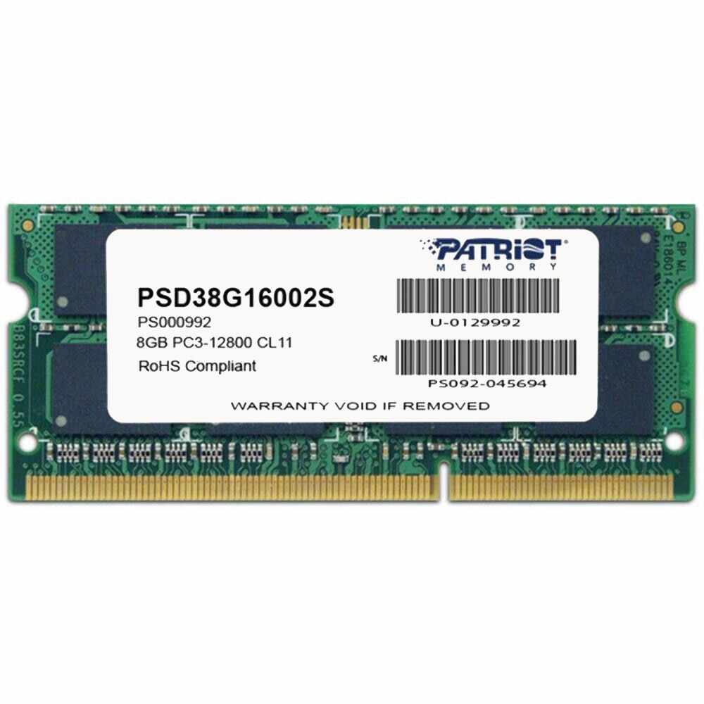 Memorie Patriot 8GB SODIMM, DDR3, 1600MHz, CL11, 1.5V