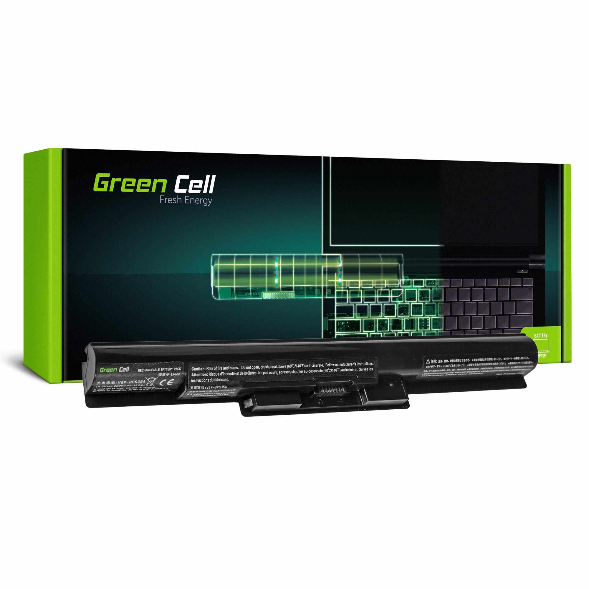 ﻿Baterie VGP-BPS35 VGP-BPS35A pentru Sony Vaio (2200mAh 14.8V) Laptop acumulator marca Green Cell®