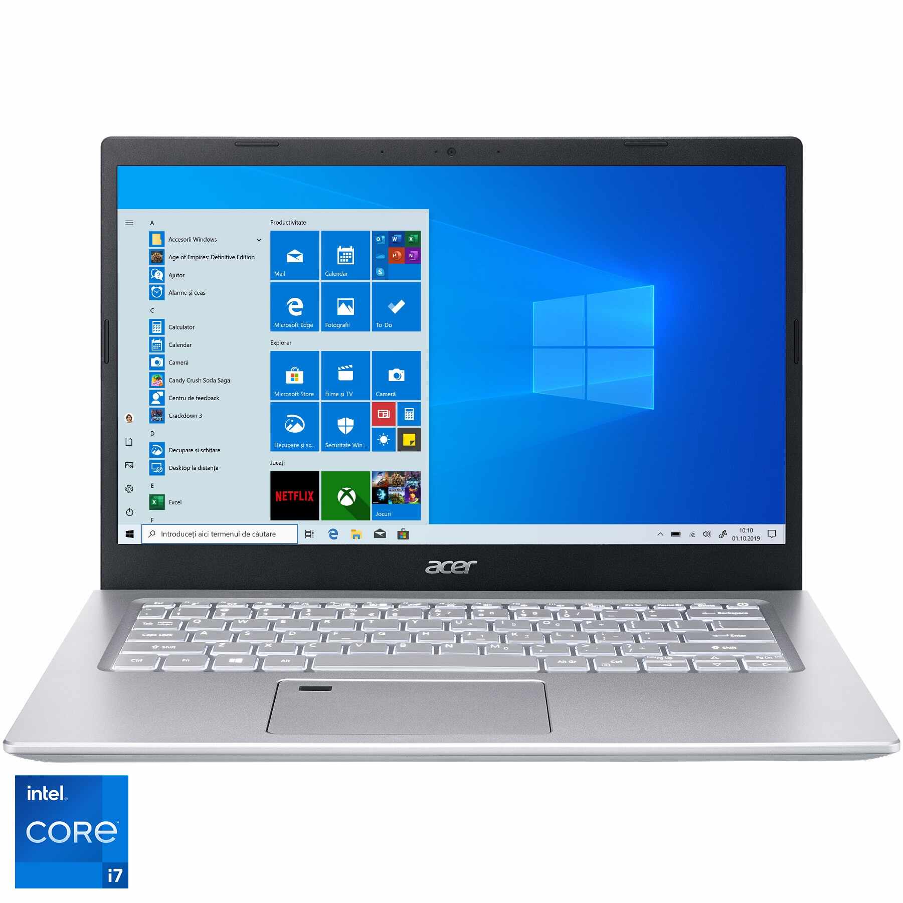 Laptop ultraportabil Acer Aspire A514-54 cu procesor Intel Core i7-1165G7, 14